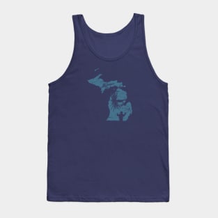 Michigan Distressed Fly Fishing State Map Tank Top